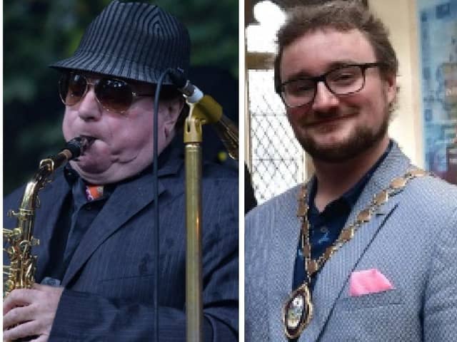 Van Morrison (left) and Belfast City Council Alliance Party Councillor, Emmet McDonough-Brown.