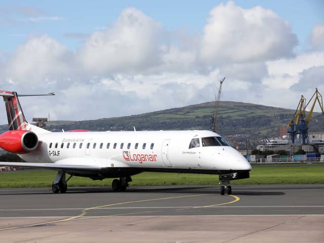 Loganair takes off from Belfast City Airport to Dundee