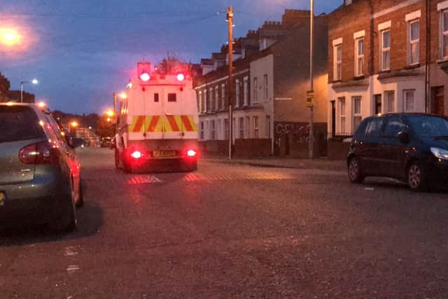 Police maintaining a presence in the Holyland area of Belfast on Wednesday evening after previous night's saw mass gatherings of young people.
