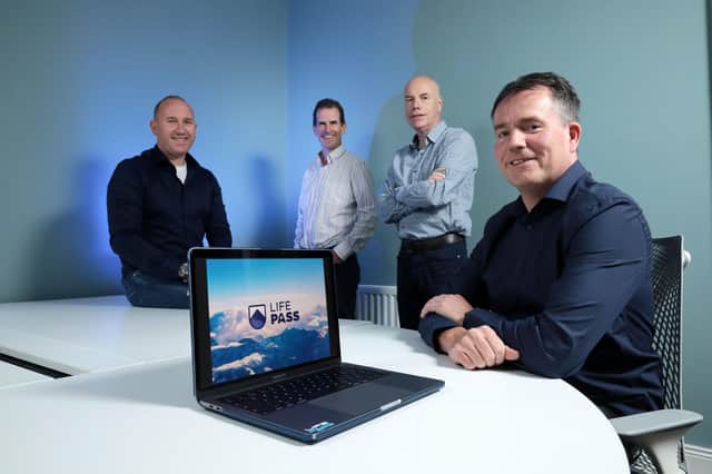 Pete McFetridge Founder & CEO of Mountain Technologies Ltd, HBAN investor Domhnall ONeill, Ken Armstrong COO of Mountain Technologies Ltd, Jim Curran from Clarendon Fund Managers