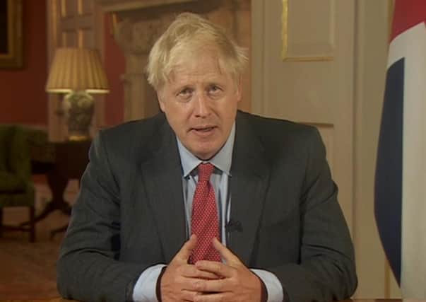 Prime Minister Boris Johnson during his televised address to the nation