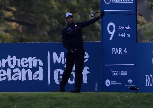 England's Aaron Rai tees off from the ninth during day two of the Irish Open at Galgorm Castle. Pic by PA.
