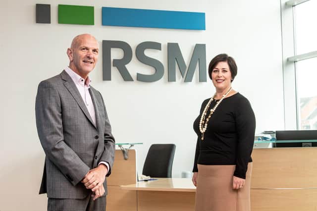 George McKinney, Director of Technology & Services, Invest Northern Ireland with Suzanne Wilmott, Associate Director and head of the Large Corporate Centre for Outsourcing, RSM