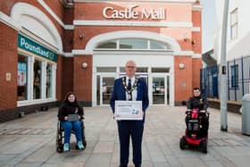 Mayor of Antrim and Newtownabbey, Councillor Jim Montgomery launches the new Disability Hub at Antrim Castle Mall.