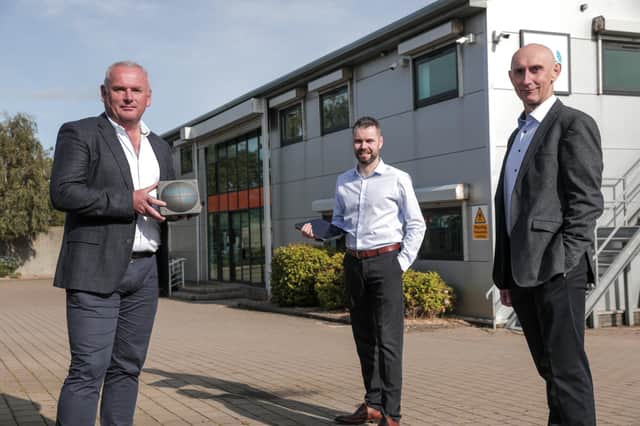 At the launch of Bluezone Technologies’ ‘no touch’ Legionella management system are Adrian Byrne, CEO, David Sharkey, Technical Lead and Pat McDonald, Technical Director at Bluezone Technologies’ Newry-based headquarters