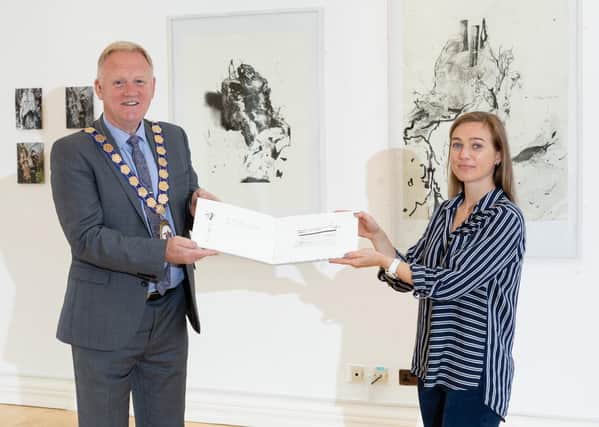 The Mayor of Ards and North Down, Councillor Trevor Cummings and Emily Crawford, Arts and Heritage Manager for Ards and North Down Borough Council