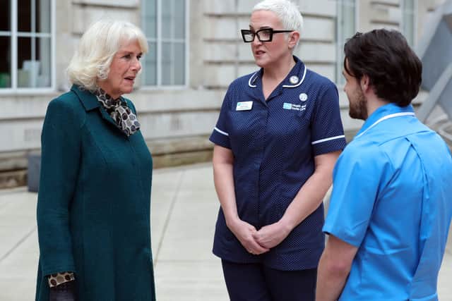 The Prince of Wales and The Duchess of Cornwall pictured meeting healthcare professionals during a visit to the Ulster Museum in Belfast.

Photo by Kelvin Boyes / Press Eye.