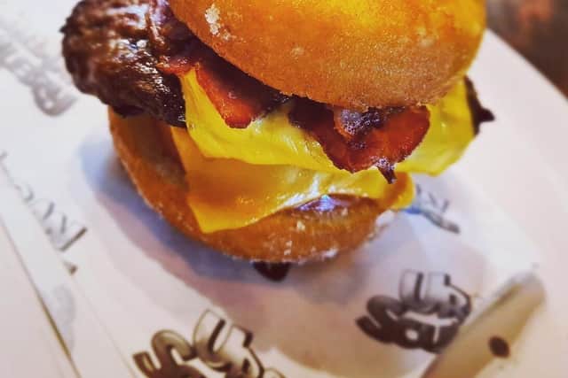 Jonny Stevenson’s burger in a brioche donut