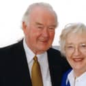 The late Captain OWJ Henderson and his wife Primrose , who has just died, on their 50th wedding anniversary.