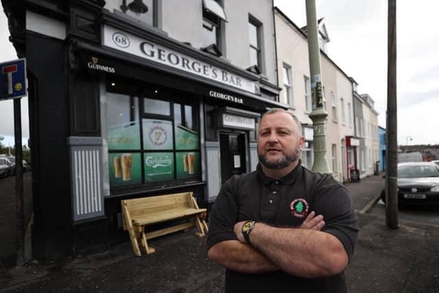 Sean McLaughlin, owner of George's Bar on Bishop Street in Derry City, as it has been announced that pubs, cafes, restaurants and hotels in the Derry and Strabane council area are to be placed under new restrictions to try and curb the spread of Covid-19.