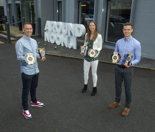 Gareth Chambers, CEO of Around Noon, with Evelyn Garland and Luke Judge, co-founders of Simply Fit Food announce the deal which will accelerate Simply Fit Food’s growth, with a doubling of sales within 12-months