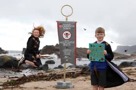 Cross and Passion College pupils Aine (11) and Oisin Franey (9) at Ballycastle Beach