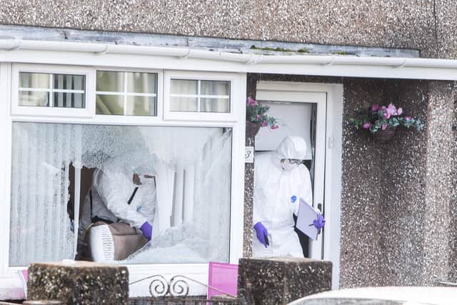 06/10/20 MCAULEY MULTIMEDIA..Police remain at the scene of an overnight shooting in Coleraine, a woman is in a critical condition after sustaining a gunshot wound to the back of the head.Pic Steven McAuley/McAuley Multimedia