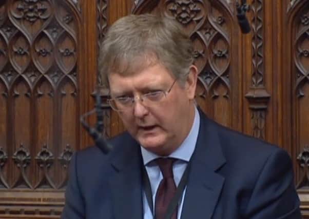 The former NIO advisor Jonathan Caine (Lord Caine) asking a question in the House of Lords, on October 28 2019.