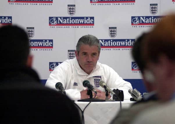 England manager Kevin Keegan speaks to the press ahead of England's friendly against Brazil at the team hotel in Burnham Beaches, London in 2000.