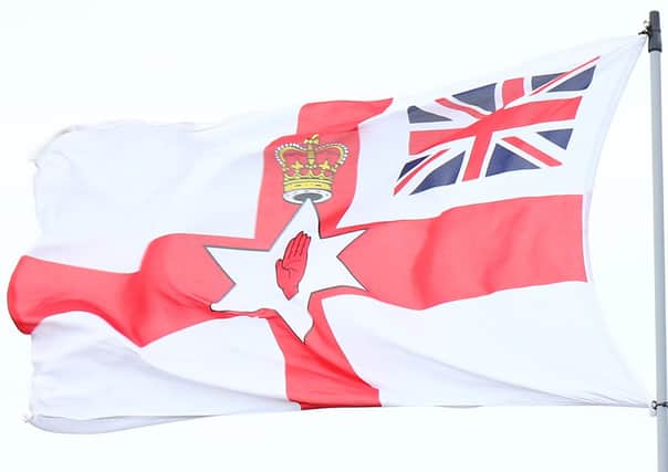 The 'Ulster Banner', the (unofficial) flag of Northern Ireland, with an inset 'Union Jack'