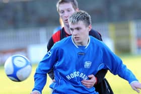 Stuart Dallas in 2010 on Irish Cup duty for Coagh against Crusaders. Pic by PressEye Ltd.
