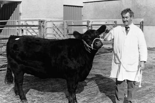 Moneybroom Julie, the female champion at the first premier show and sale held by the Northern Ireland Aberdeen Angus Club in October 1987 which was held at Dungannon Farmers' Mart at Granville was owned by D G Mackey of Lisburn. Picture: Farming Life archives