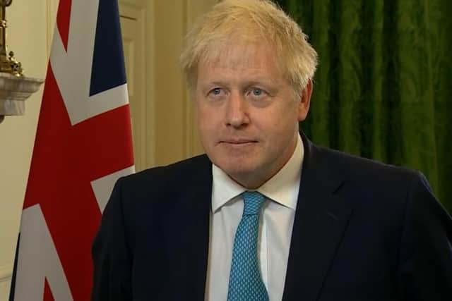 Screengrab taken from handout video issued by Downing Street of Minister Boris Johnson at 10 Downing Street, London, giving a statement on post-Brexit trade talks.