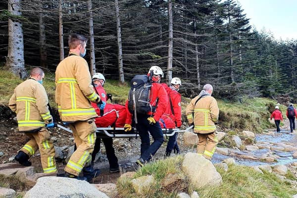 Mourne Rescue Team transfer injured walker to an ambulance - MCAULEY MULTIMEDIA