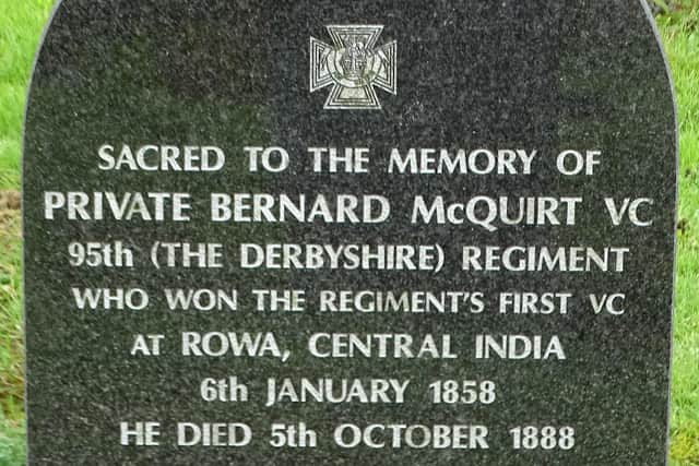 Private Bernard McQuirt's Memorial Stone in  Donaghcloney Graveyard.