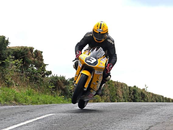 Gary Dunlop on the Joey's Bar Honda at the Armoy Road Races in 2018.