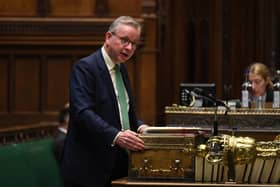The Chancellor of the Duchy of Lancaster Michael Gove in the House of Commons on Monday. Sammy Wilson says his "answers then reveal that this brave face could be cover for an eventual climb down and acceptance of Brussels' more outrageous demands"