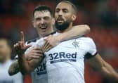 Rangers' Kemar Roofe celebrates his goal against Standard Liege. Pic by AP Photo/Francisco Seco.