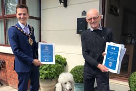 Abe Agnew's litter picking during Covid has been officially recognised by the Mayor of  Mid and East Antrim, Councillor Peter Johnston.