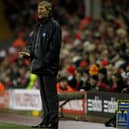 Portsmouth manager Tony Adams makes a point in his first game in charge during the Premier League Match against Liverpool at Anfield on October 29, 2008.  (Photo by Stu Forster/Getty Images).