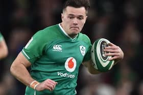 Jacob Stockdale on international duty with Ireland. Pic by Charles McQuillan/Getty Images.