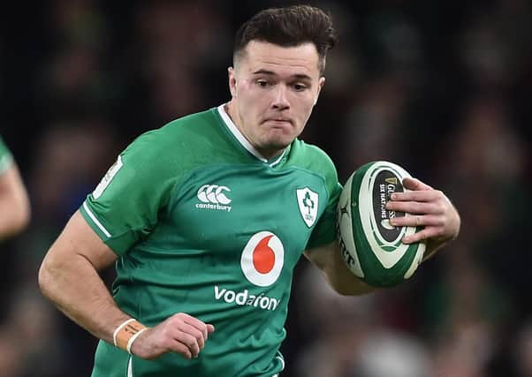 Jacob Stockdale on international duty with Ireland. Pic by Charles McQuillan/Getty Images.