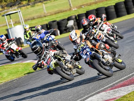 2020 BamBam champion Buster Sherman-Boyd (57) has the inside line from Jack Hamilton (28) in the Iirish Minibike Championship. The series offers young hopefuls the chance to hone their skills and pursue their dreams in motorcycle racing. Picture: Two Brothers Photography.