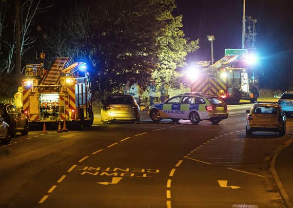 Emergency Services attend the scene of a serious single vehicle road traffic collision on the A7 Belfast Road, Downpatrick. Credit Conor Kinahan/Pacemaker.