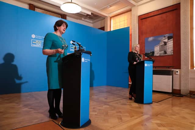 First Minister Arlene Foster of the DUP says NI will exit its circuit breaker lockdown on November 13, while deputy first minister Michelle O'Neill of Sinn Fein says only that it will be reviewed then