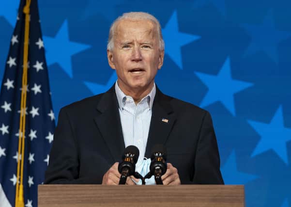 Democratic presidential candidate former Vice President Joe Biden speaks in Delaware on, Thursday, Nov. 5, 2020. Mr Biden is an Irish nationalist, and rightly proud of his roots says Harry Stephenson, "but his 26 counties of Ireland are now governed by the EU" (AP Photo/Carolyn Kaster)