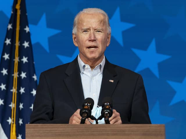 Democratic presidential candidate former Vice President Joe Biden speaks in Delaware on, Thursday, Nov. 5, 2020. Mr Biden is an Irish nationalist, and rightly proud of his roots says Harry Stephenson, "but his 26 counties of Ireland are now governed by the EU" (AP Photo/Carolyn Kaster)