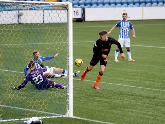 Rangers' Cedric Itten (second right) goes close during the Scottish Premiership match against Kilmarnock