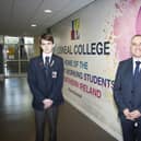 Jamie is pictured after being congratulated by Michael Allen, Principal, Lisneal College