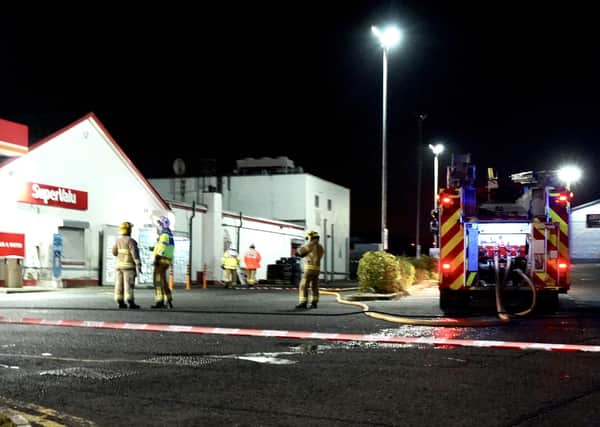 Firefighters at the scene of a reported gas leak in Ballycastle on Friday night. Picture: Kevin McAuley/ McAuley Multimedia