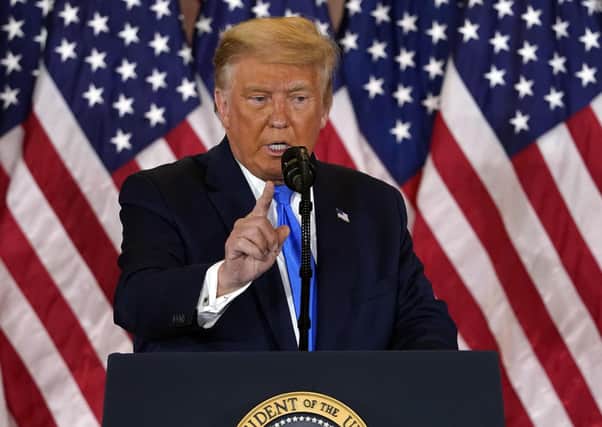 President Donald Trump speaks in the White House, early Wednesday, Nov. 4, 2020, in Washington, where he said that he had won the election. His record as president has many achievements, writes Walter Millar (AP Photo/Evan Vucci)