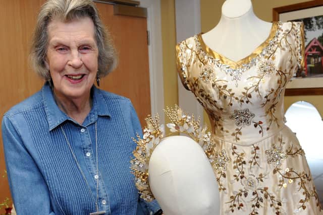 ©Press Eye Ltd Northern Ireland - 25th May 2012
Lady Moya Campbell pictured at Broughshane house with the dress that she wore at the Queens coronation
Mandatory Credit - Picture by Stephen Hamilton /Presseye.com