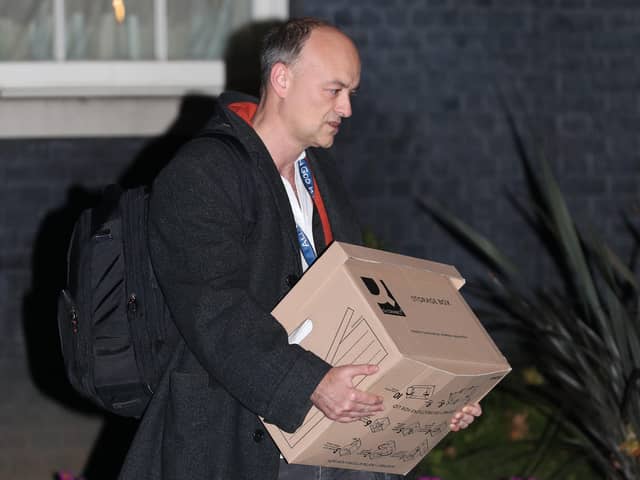 Prime Minister Boris Johnson's top aide Dominic Cummings leaves 10 Downing Street, London, with a box, following reports that he is set to leave his position by the end of the year. PA Photo.