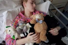 Amber Hanna in hospital where she had three surgeries