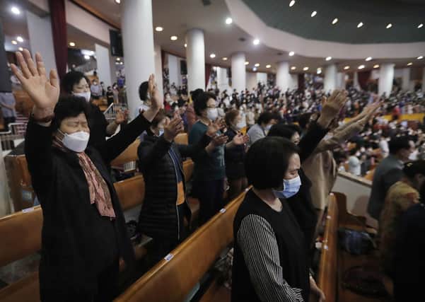 Worshippers at Yoido Full Gospel Church, in Seoul, South Korea, in May. More recently, two controversial churches in the country have been linked to Covid outbreaks  (AP Photo/Ahn Young-joon)