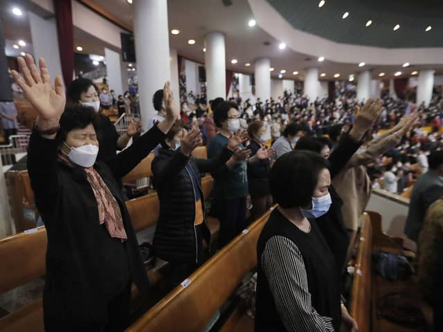 Worshippers at Yoido Full Gospel Church, in Seoul, South Korea, in May. More recently, two controversial churches in the country have been linked to Covid outbreaks  (AP Photo/Ahn Young-joon)