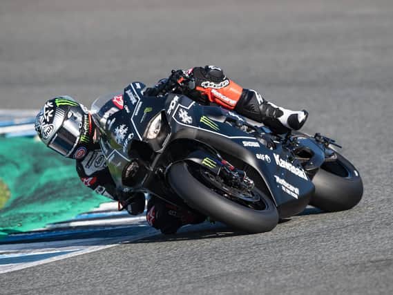 Jonathan Rea on the 2021 Kawasaki ZX-10RR during the winter test at Jerez in Spain.
