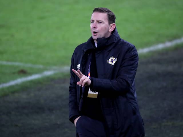 Northern Ireland manager Ian Baraclough during Wednesday night's UEFA Nations League game against Romania at the National Football Stadium at Windsor Park, Belfast. Photo: William Cherry/Presseye.