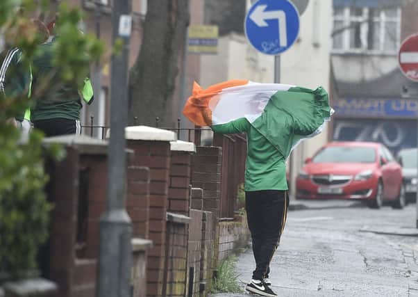 Some St Patrick's revellers in the Holylands of Belfast during St Patrick's Day 2020