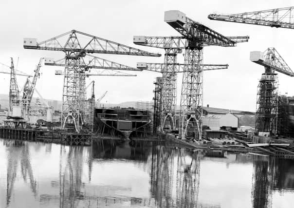 The Queen Elizabeth II takes shape at the shipyard at Clydebank in 1966. Scotland, like Northern Ireland, was once an industrial powerhouse but is now heavily dependent on Treasury funding